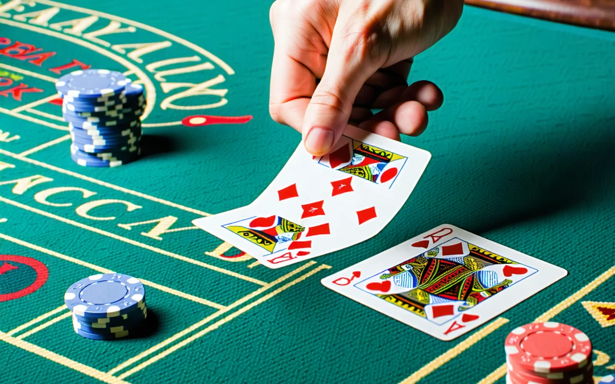 Màn hình chơi game sòng bạc trực tuyến tại RIKVIP, hiển thị bàn chơi Blackjack với người chia bài và các lá bài đang được chia