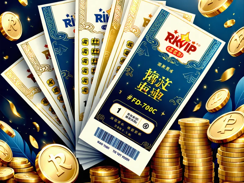 Hình ảnh mô tả xổ số truyền thống tại RIKVIP, rik vip với các vé số và đồng xu vàng.