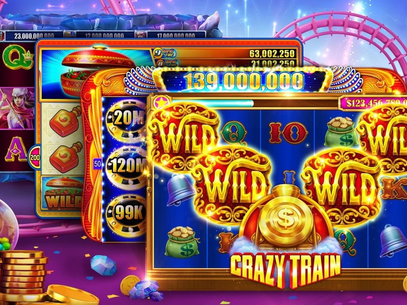 Hình ảnh máy slot game và người chơi đang chiến thắng tại RIKVIP