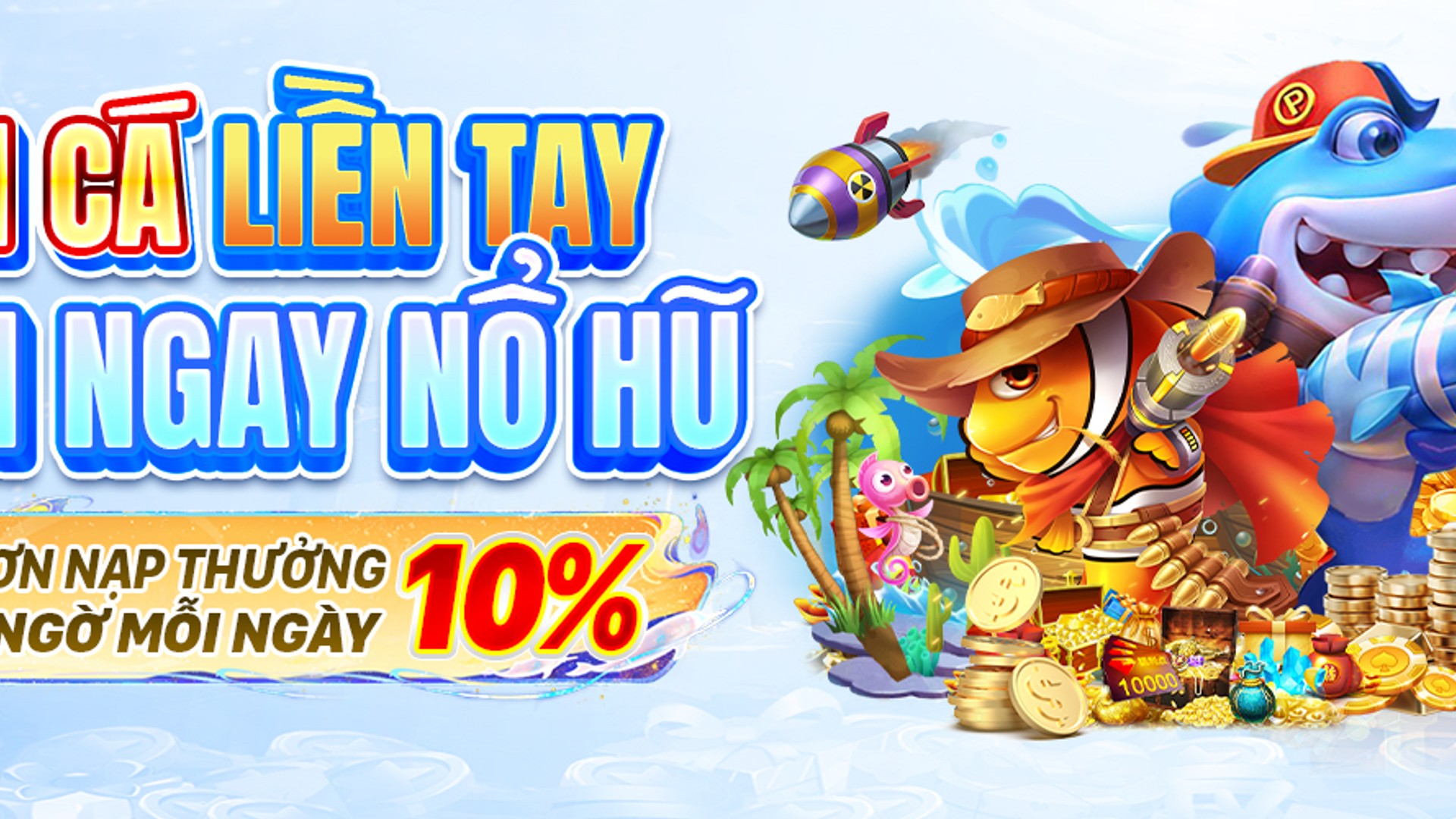 Hình ảnh game bắn cá RIKVIP với kho báu và sinh vật biển