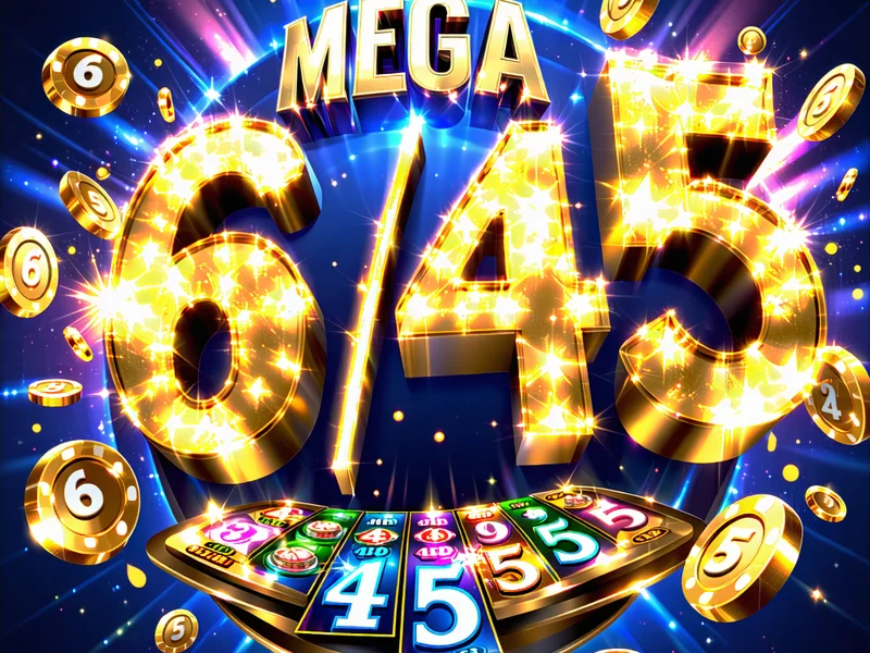 Hình ảnh vé số Mega 6/45 và Power 6/55 với logo RIKVIP, rik vip và các con số may mắn.